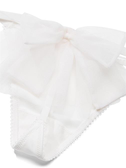 Bridal Tül Duvaklı Fiyonklu V-String Külot