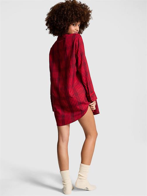 Festive Flanel Kadife Kenarlı Pijama Üstü