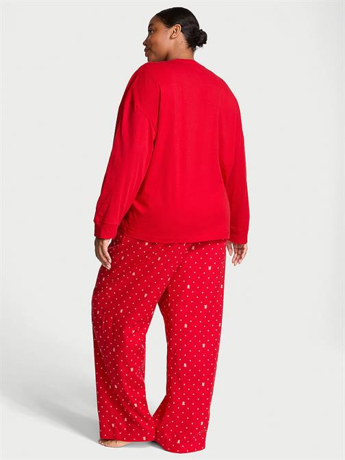Flanel Uzun Kollu Tişört Pijama Takımı