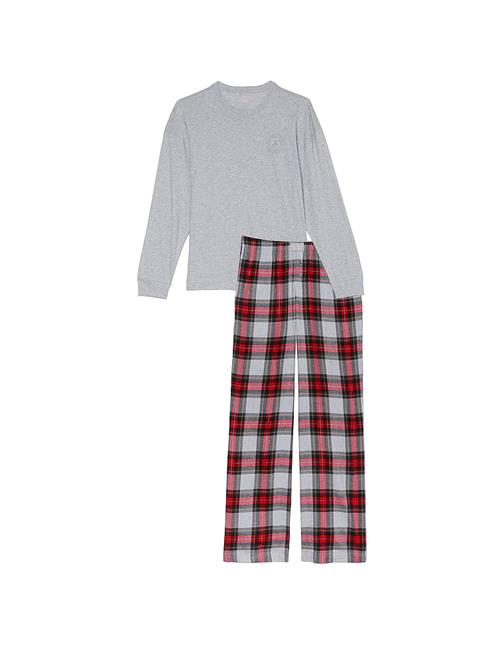Flanel Uzun Kollu Tişört Pijama Takımı