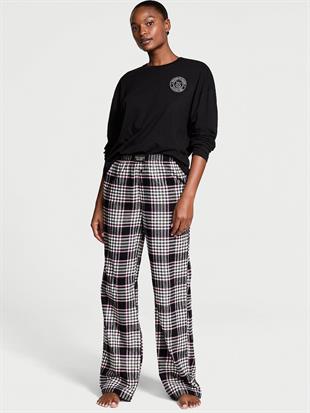 Flanel Uzun Kollu Tişört Pijama Takımı