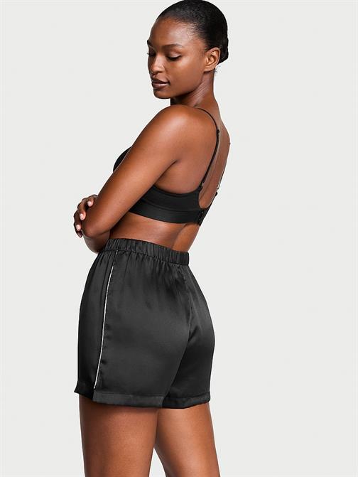 Işıltılı Yama Detaylı Saten Boxer
