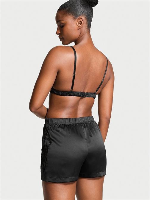 Jaguarlı Saten Üçgen Bralet ve Boxer Şort Takımı