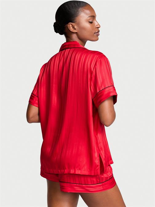 Parlak Saten Kısa Pijama Takımı