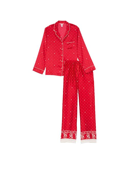 Parlak Saten Uzun Pijama Takımı