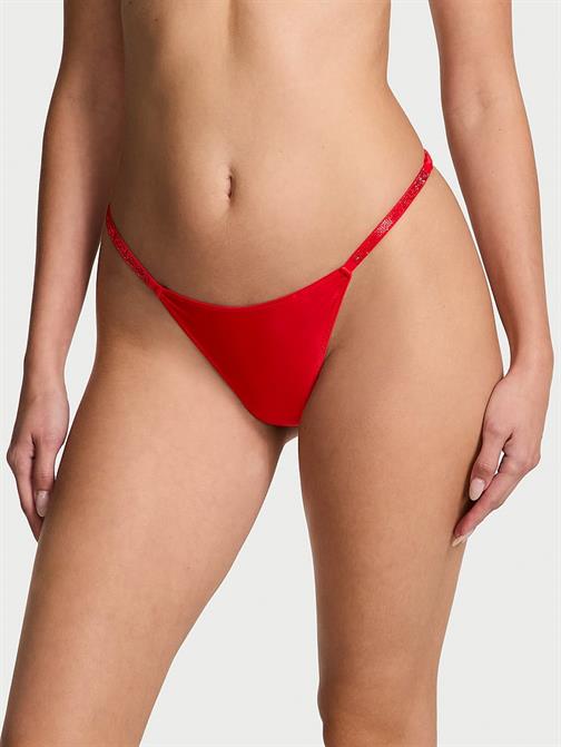 Saten Işıltılı Fiyonklu V-String Külot