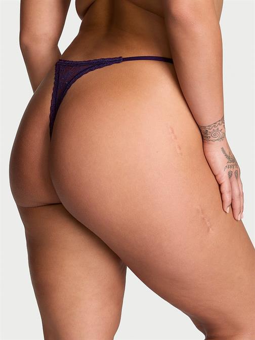 Simli Posey Dantelli Askılı Tanga