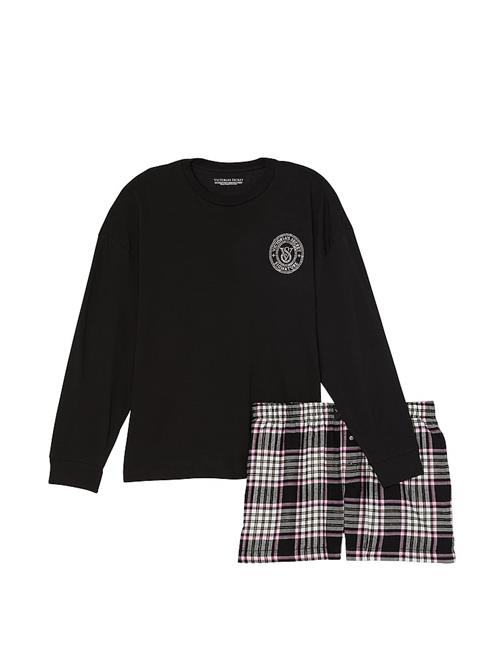 Uzun Kollu Tişört Şort Flannel Pijama Takımı