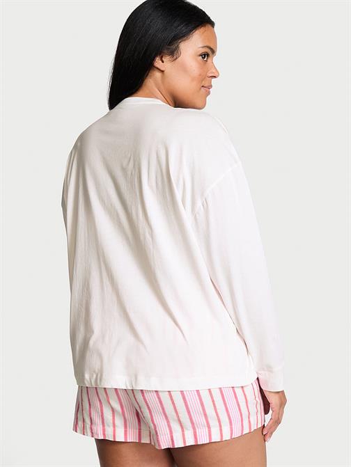 Uzun Kollu Tişört Şort Flannel Pijama Takımı