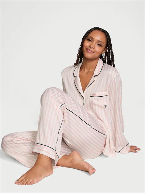 Victoria's Secret Fashion Show '24 Parlak Saten Uzun Pijama Takımı