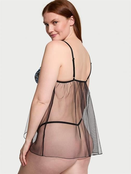 Ziggy Glam Çiçek İşlemeli Flyaway Babydoll Seti