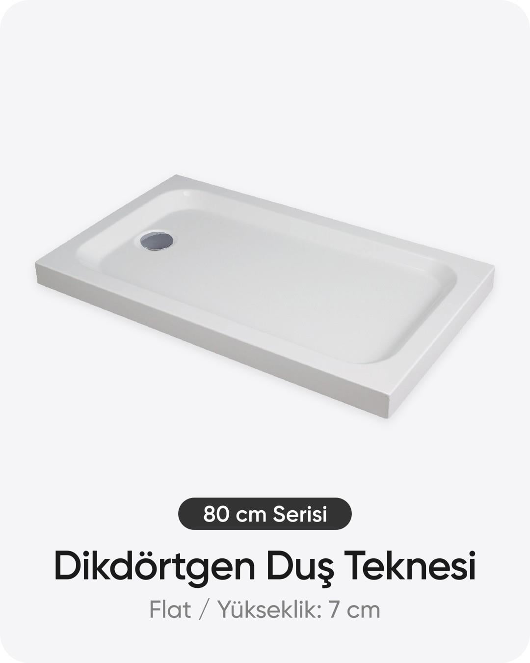 Dikdörtgen Duş Teknesi 80 cm Serisi