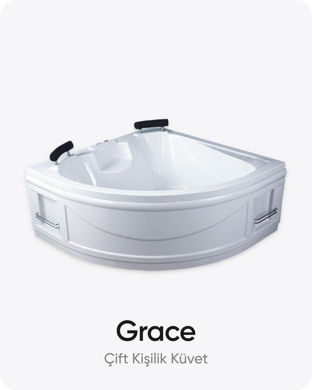 Grace Oval ve Köşe Dökme Akrilik Küvet 140x140x63 cm