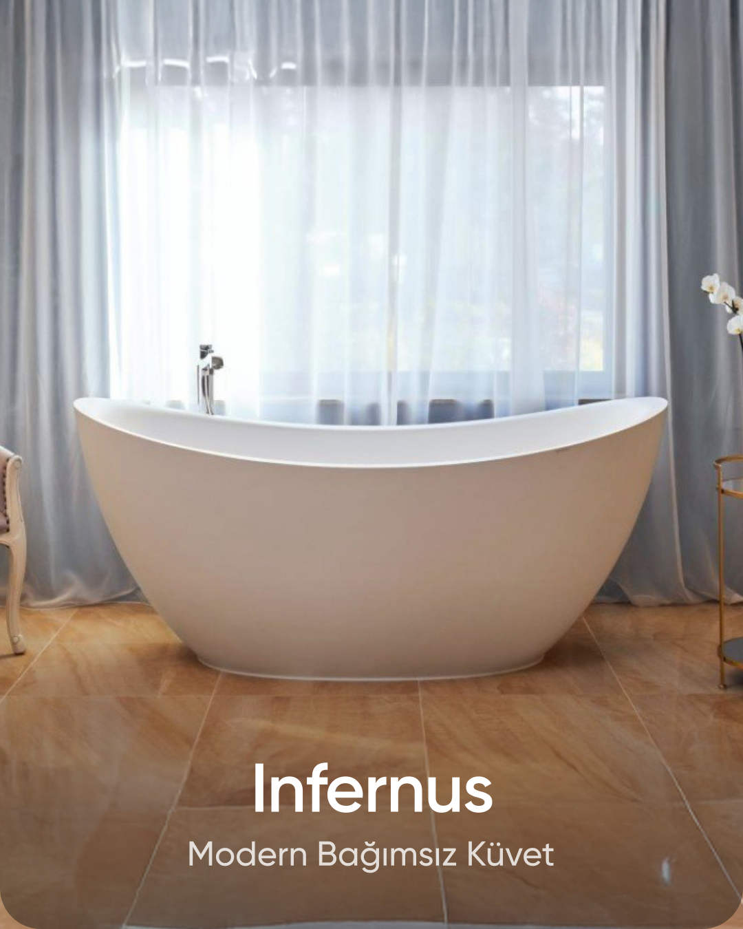 Infernus Parlak Beyaz Bağımsız Küvet 174x86x78 cm
