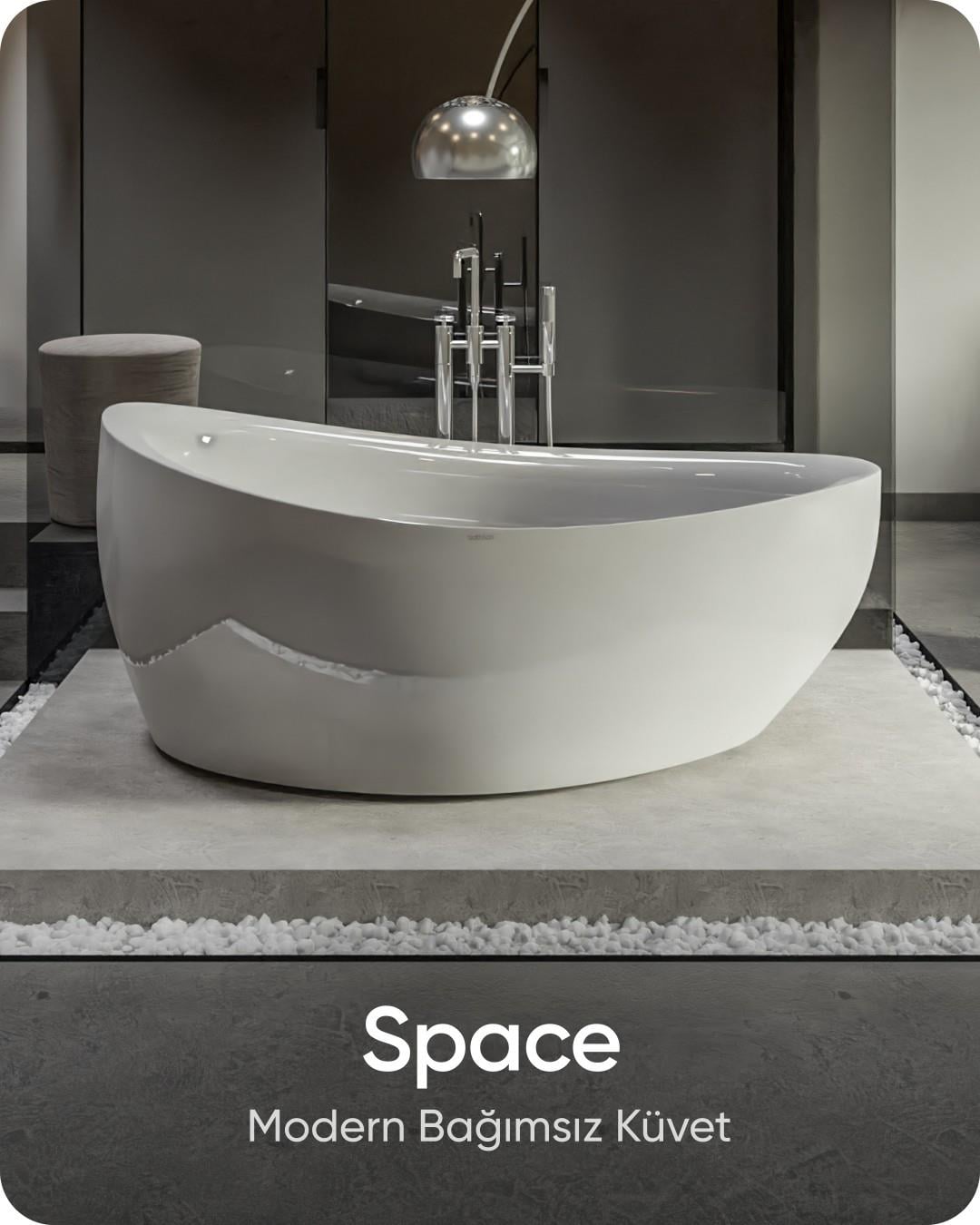 Space Beyaz Bağımsız Küvet 172x96x75 cm