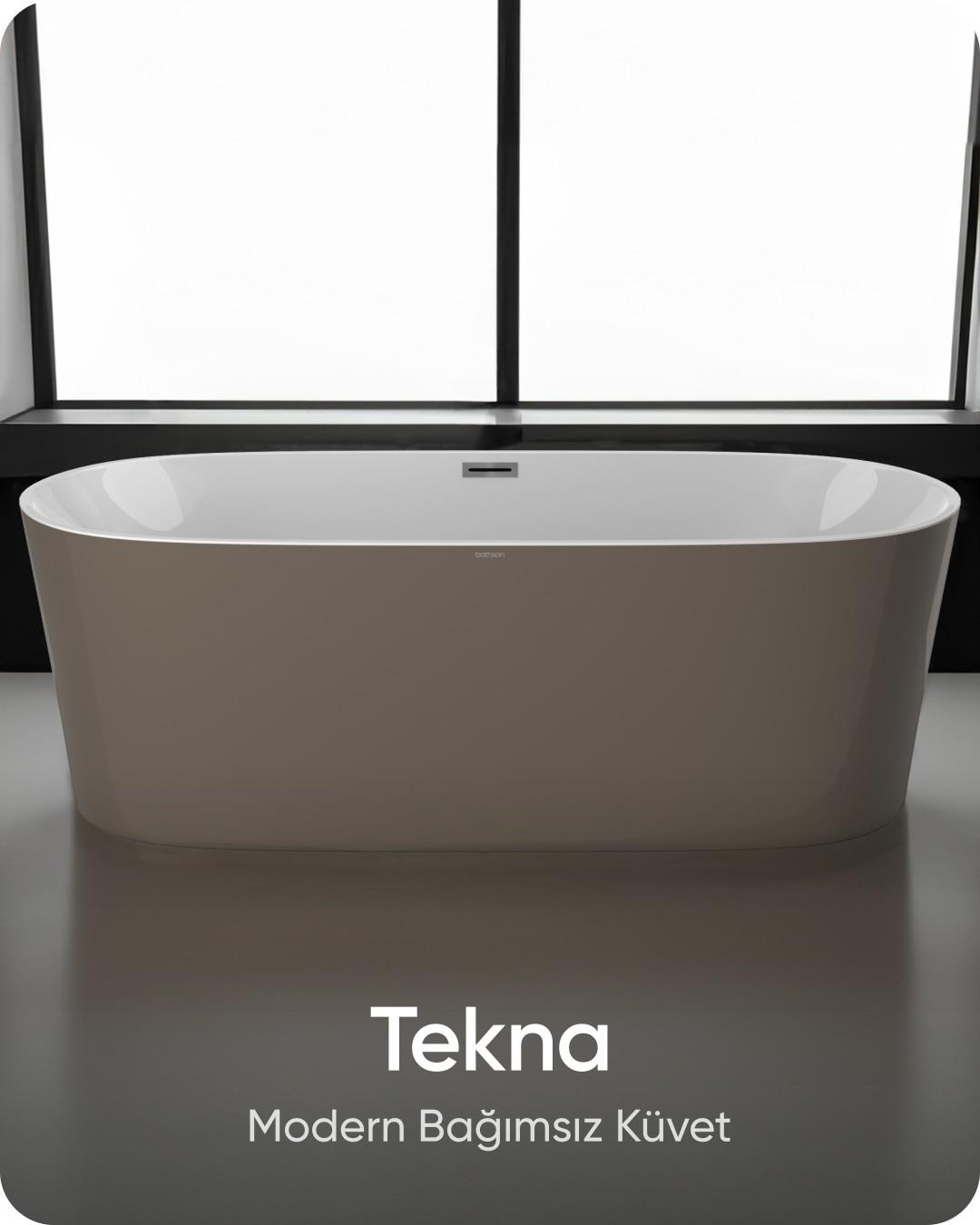 Tekna Kahve-Beyaz Bağımsız Küvet 150x79x62 cm
