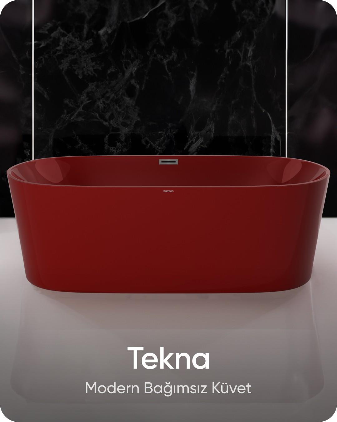 Tekna Kırmızı Bağımsız Küvet 150x79x62 cm