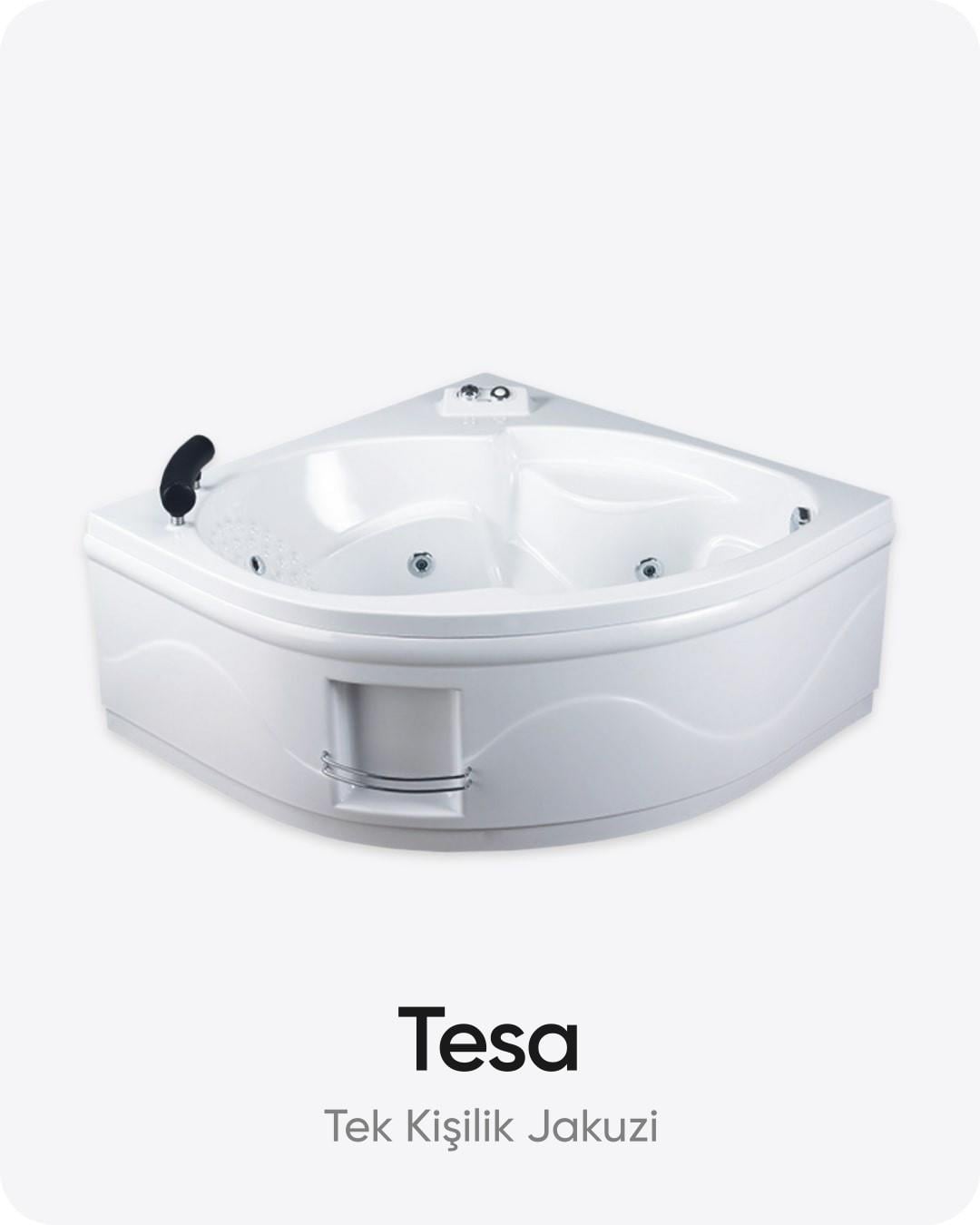 Tesa Çift Kişilik Oval Köşe Dökme Akrilik Jakuzi 130x130x60 cm