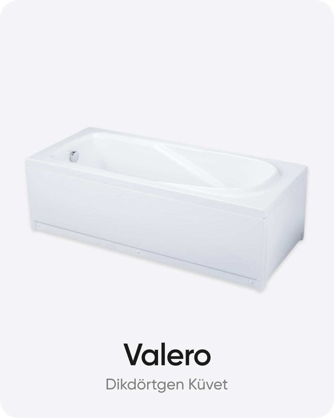 Valero Dikdörtgen Dökme Akrilik Küvet