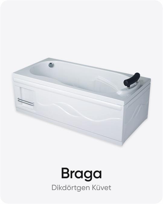 Braga Dikdörtgen Dökme Akrilik Küvet 165x80x60 cm
