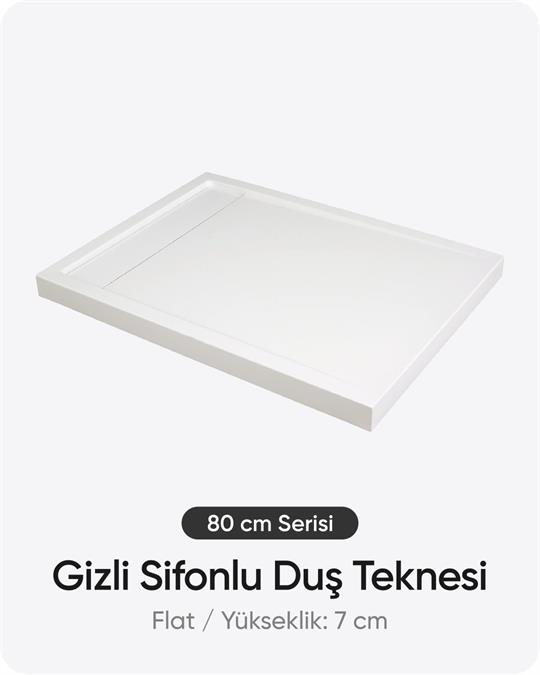 Dikdörtgen Gizli Sifonlu Duş Teknesi 80 cm Serisi
