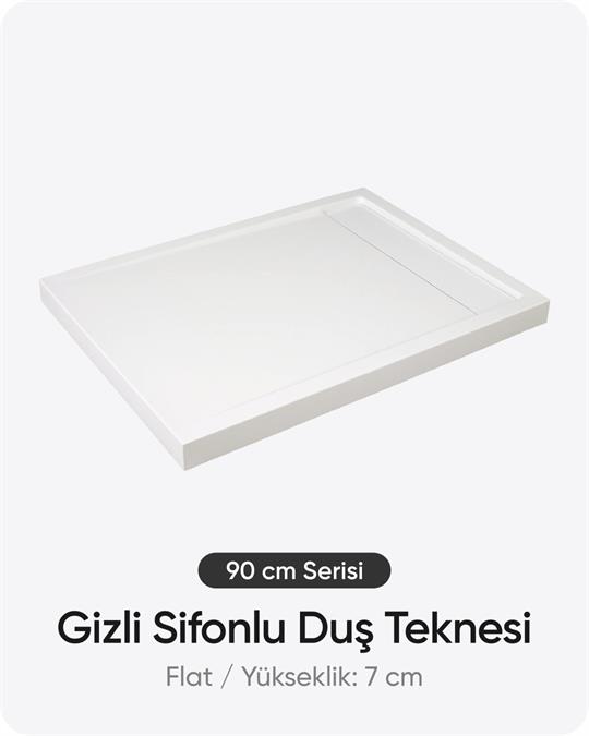 Dikdörtgen / Kare Gizli Sifonlu Duş Teknesi 90 cm Serisi