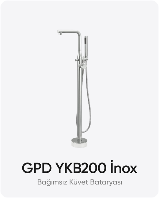 GPD YKB200 İnox Ayaklı Bağımsız Küvet Bataryası
