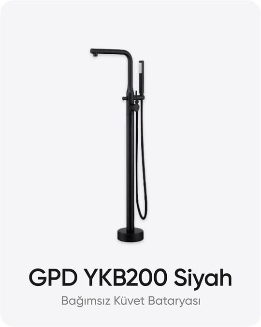 GPD YKB200 Siyah Ayaklı Bağımsız Küvet Bataryası