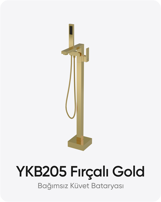 GPD YKB205 Fırçalı Gold Ayaklı Bağımsız Küvet Bataryası