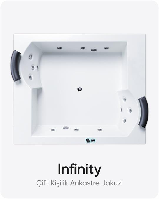 Infinity Çift Kişilik Dökme Akrilik Ankastre Jakuzi 180x150x60 cm