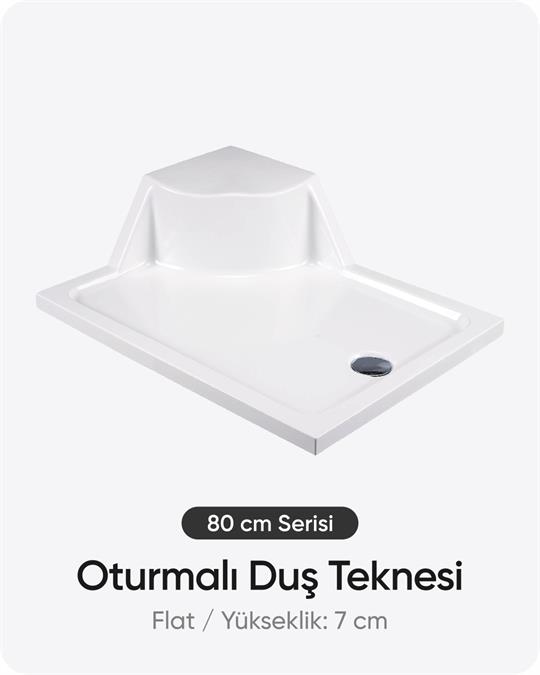 Oturmalı Dikdörtgen Duş Teknesi 80 cm Serisi