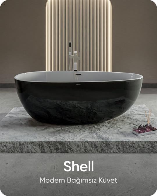 Shell Siyah-Beyaz Bağımsız Küvet 168x86x57 cm
