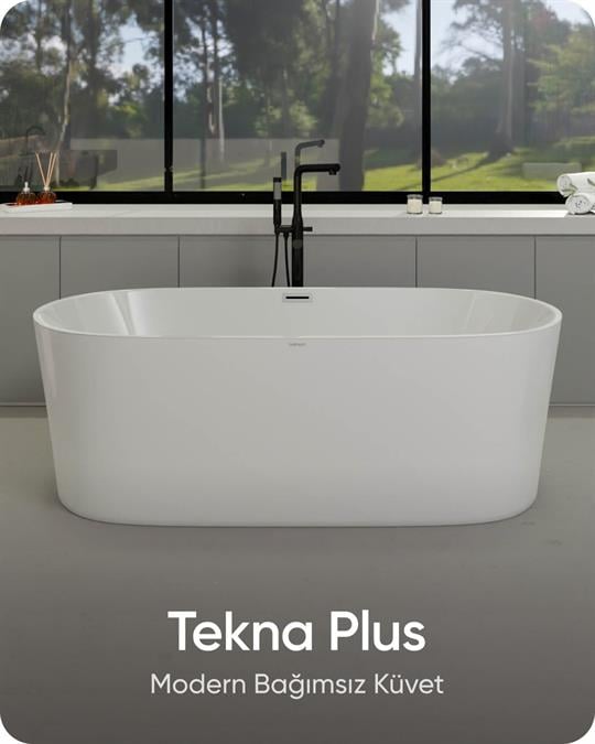 Tekna Plus Beyaz Bağımsız Küvet 176x80x60 cm