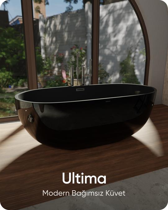 Ultima Mat Siyah Bağımsız Küvet 164x77x60 cm