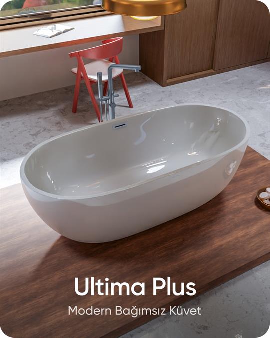Ultima Plus Beyaz Bağımsız Küvet 178x78x60 cm