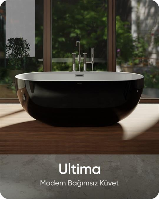 Ultima Siyah-Beyaz Bağımsız Küvet 164x77x60 cm