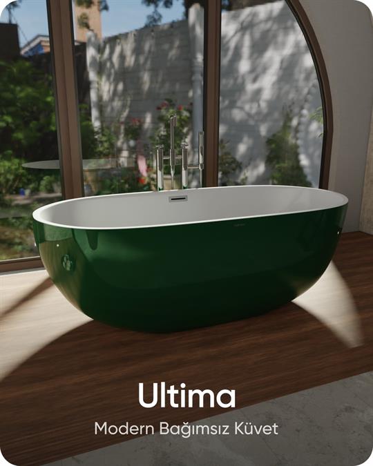 Ultima Mat Yeşil-Beyaz Bağımsız Küvet 164x77x60 cm
