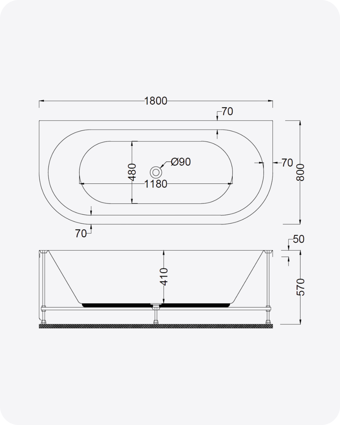 Alpha Oval ve Köşe Dökme Akrilik Jakuzi 180x80x57 cm | Jakuzi Center