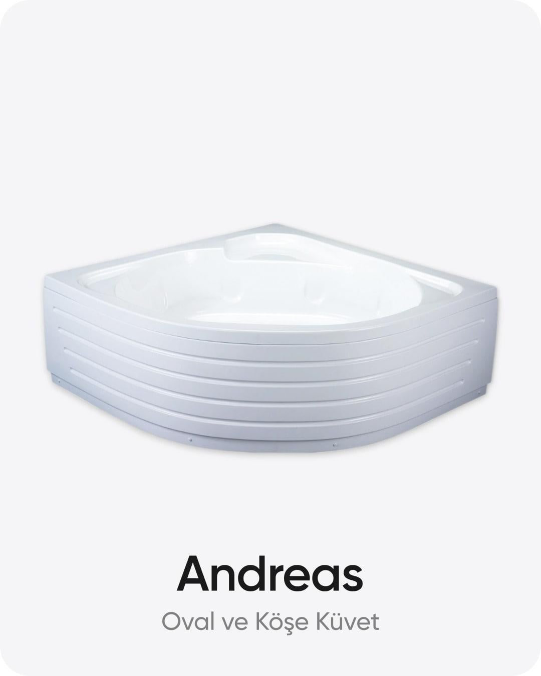Andreas Oval ve Köşe Dökme Akrilik Küvet 160x160x61 cm