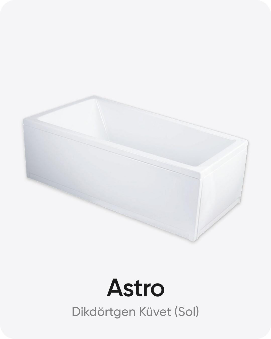 Astro Dikdörtgen Dökme Akrilik Küvet