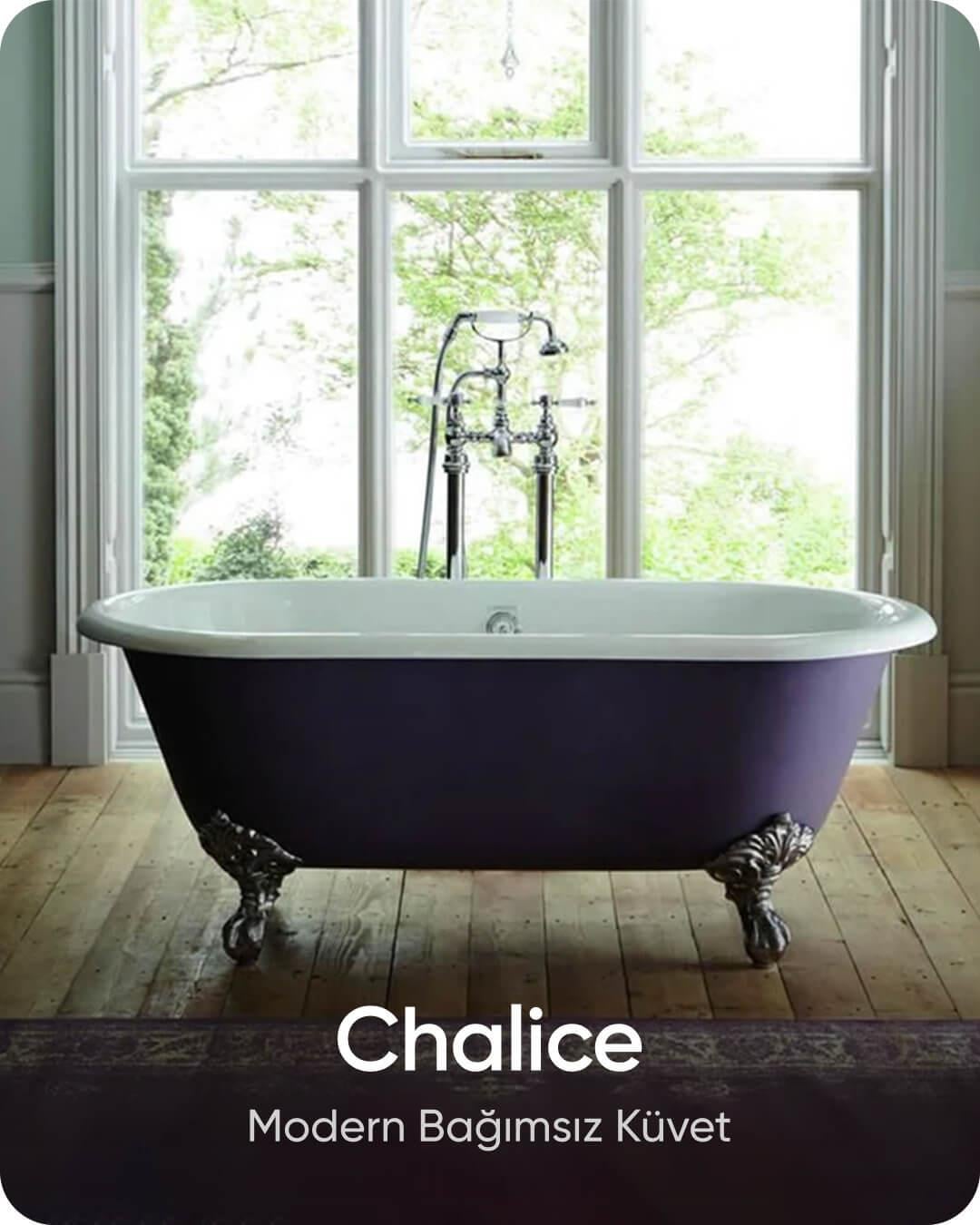 Chalice Mat Mor-Beyaz Bağımsız Küvet 177x80x60 cm