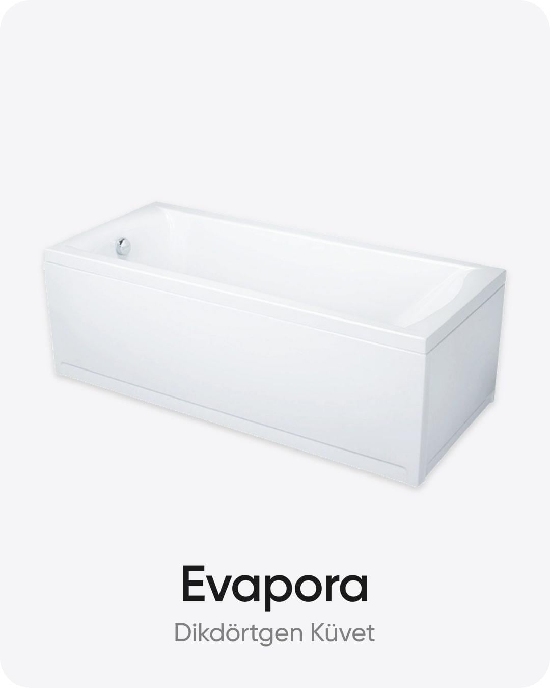 Evapora Dikdörtgen Dökme Akrilik Küvet