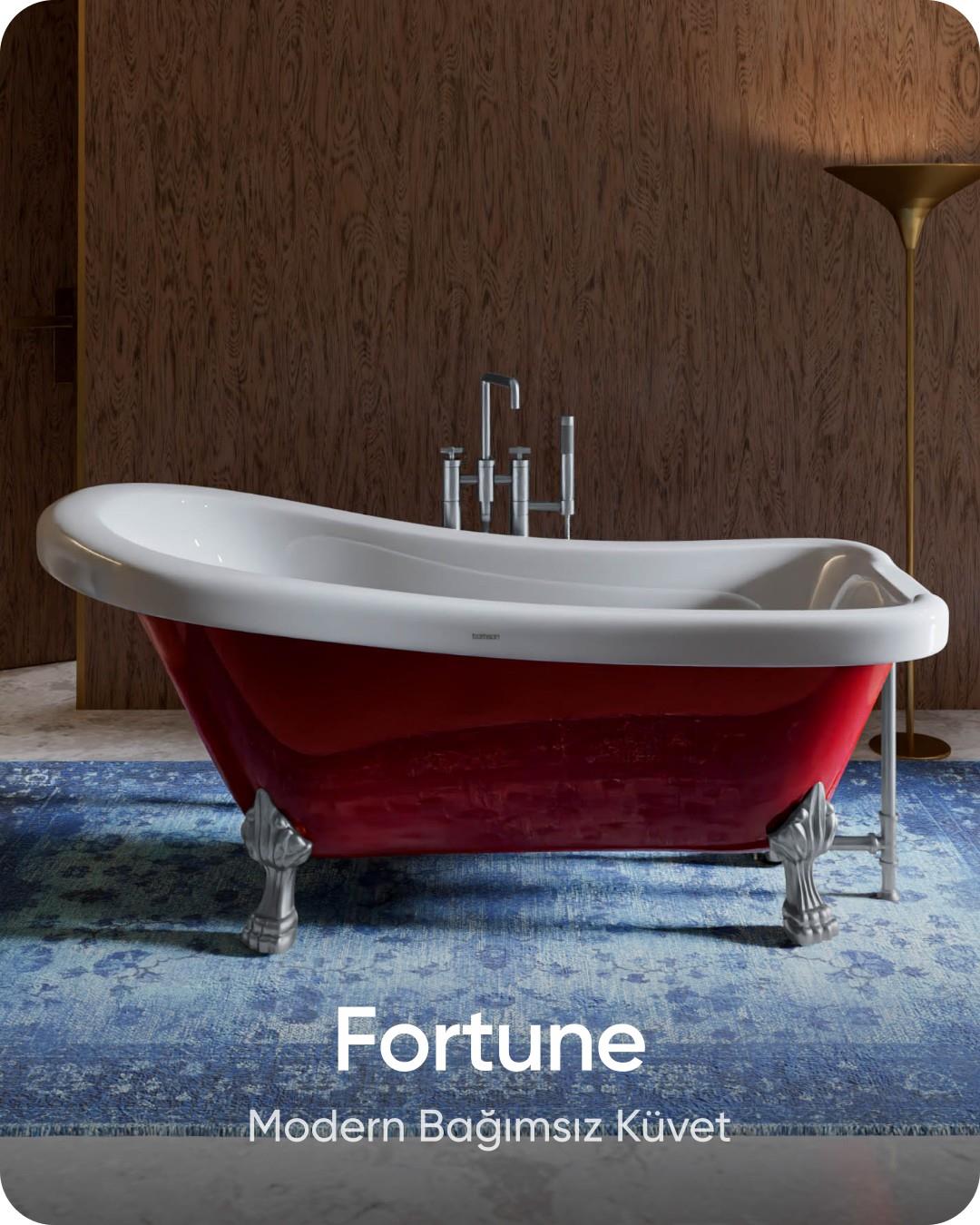 Fortune Vişne Kırmızısı - Beyaz Aslan Ayaklı Bağımsız Küvet 170x70x80 cm