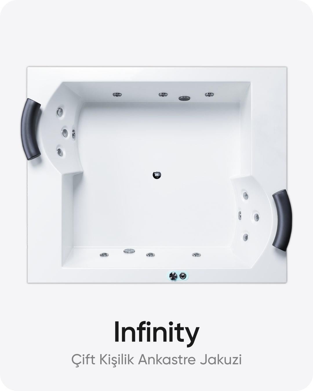 Infinity Çift Kişilik Dökme Akrilik Ankastre Jakuzi 180x150x60 cm