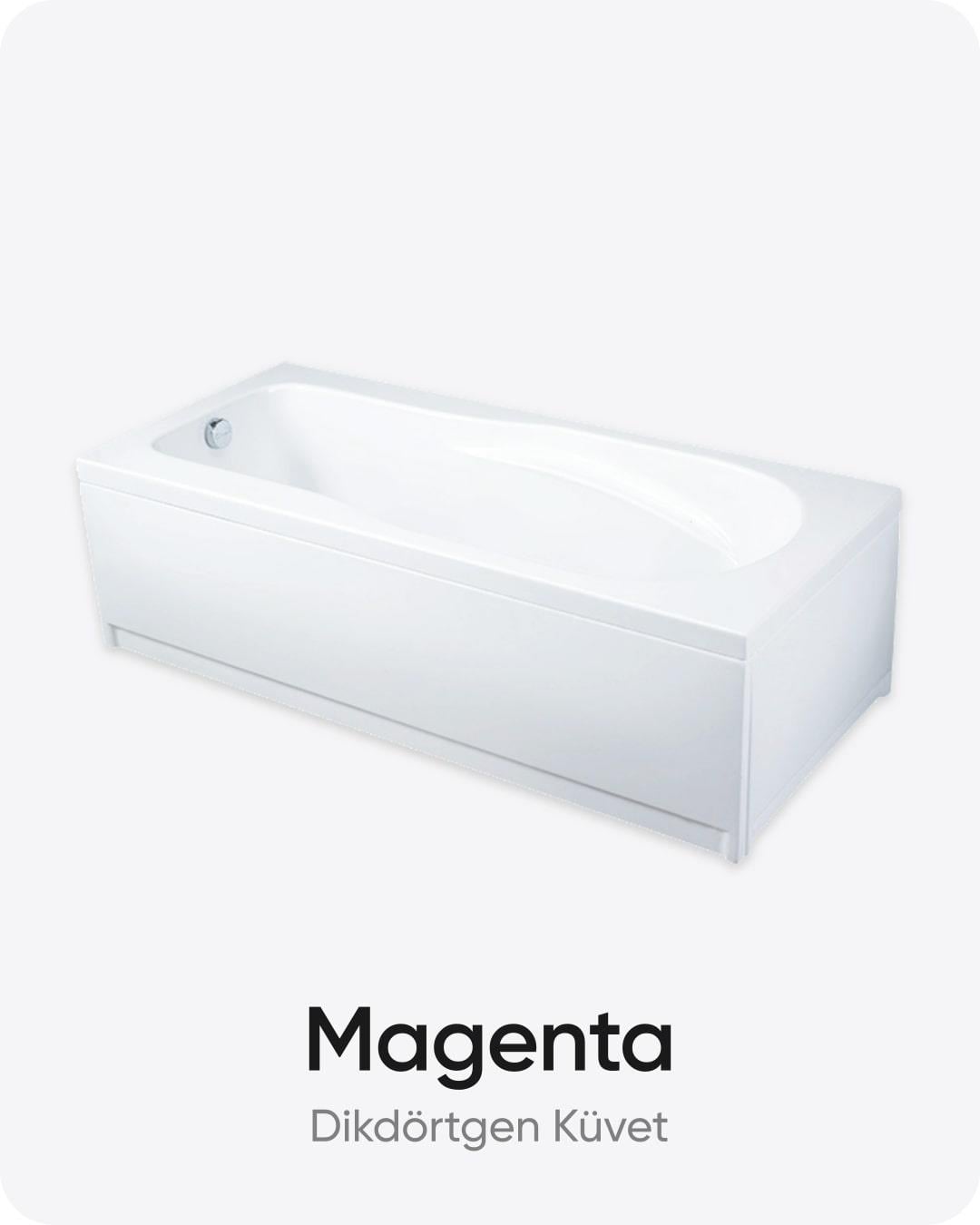 Magenta Dikdörtgen Dökme Akrilik Küvet 170x75x58 cm