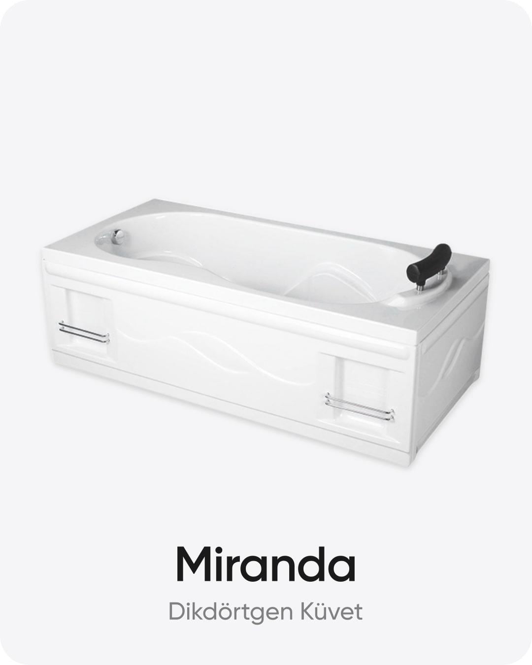 Miranda Dikdörtgen Dökme Akrilik Küvet 180x80x60 cm