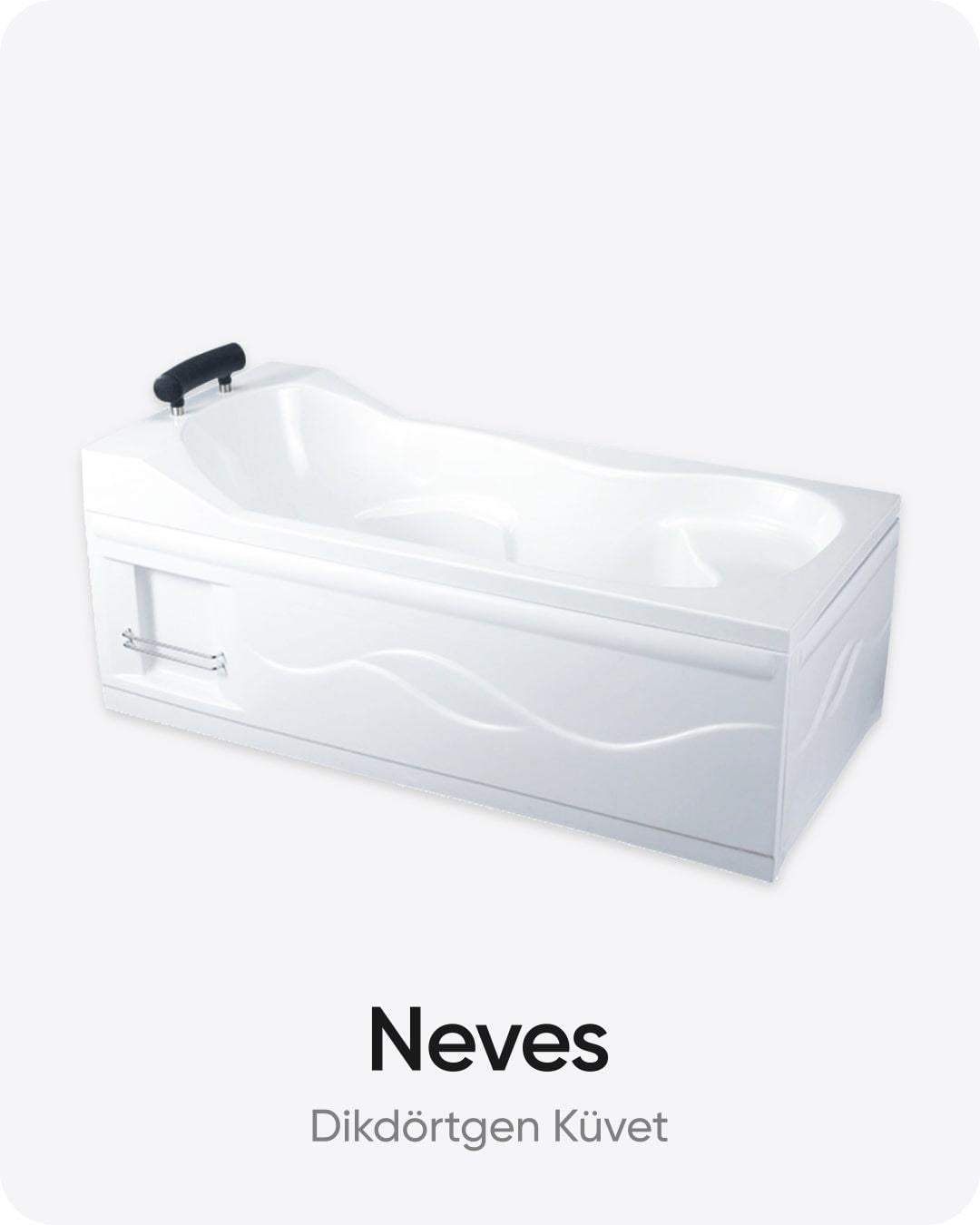 Neves Dikdörtgen Dökme Akrilik Küvet 170x80x60 cm