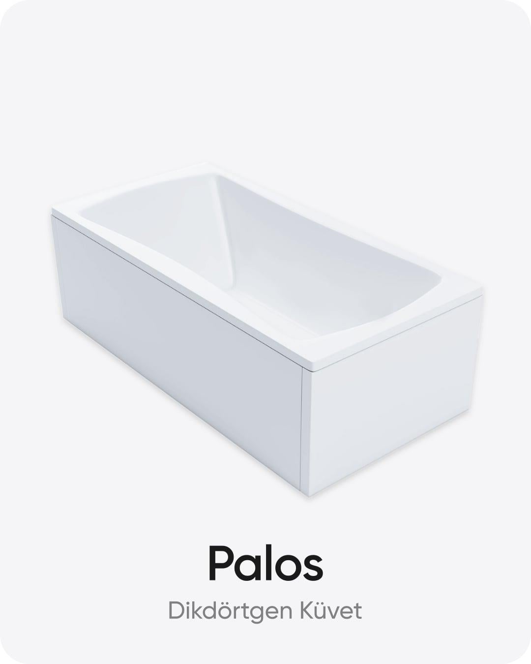 Palos Dikdörtgen Dökme Akrilik Küvet 180x90x57 cm