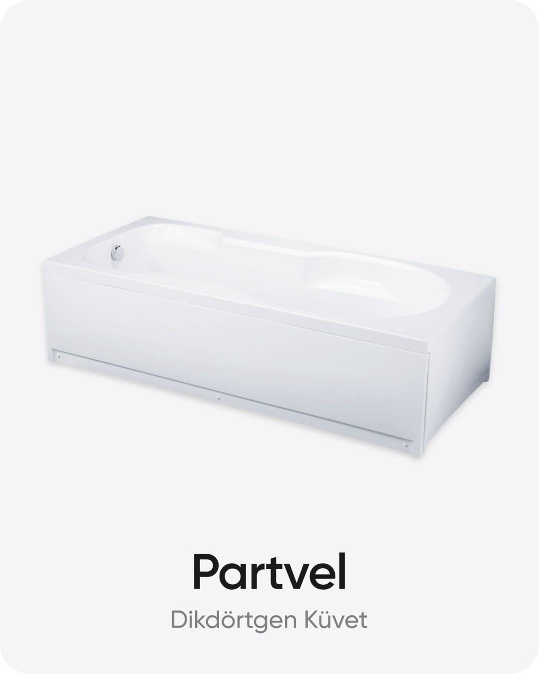 Partvel Dikdörtgen Dökme Akrilik Küvet 185x85x53 cm