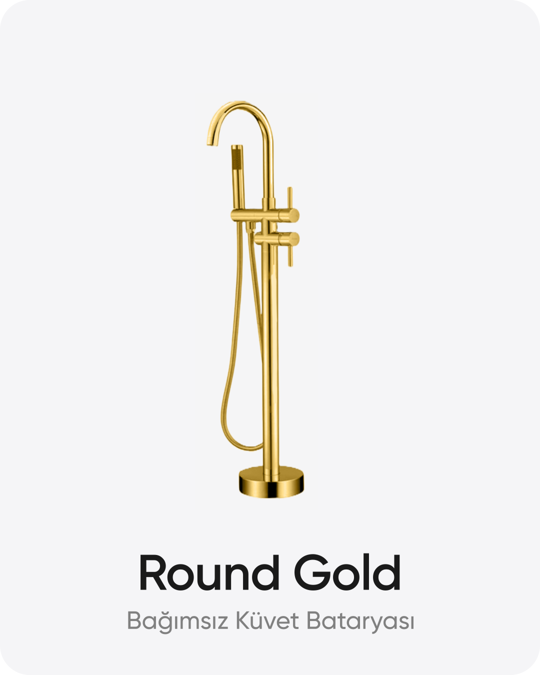 Round Gold Ayaklı Bağımsız Küvet Bataryası Altın Renk